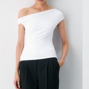 Aritzia Elegant Off-Shoulder White Top